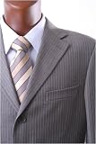 Men's Super 140's 100% Merino Wool Single Breasted 3 Button Taupe Pinstripe Dress Suit with Flat Front Pants***New for the Season!!!