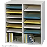 Safco Products 9422GR Wood Adjustable Literature Organizer, 16 Compartment, Gray