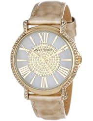 Anne Klein Womens AK/1346CMHN  Swarovski Crystal Accented Gold-Tone Horn Pattern Strap Watch