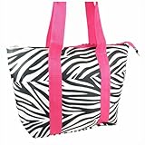 Womens Thermal Insulated Lunch Bag Tote (Zebra w/ Pink Trim-AKC-104)