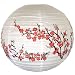 Red Peach Blossom Flowers White Color Chinese/Japanese Paper Lantern/Lamp 16" Diameter - Just Artifacts Brand