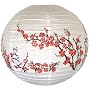 Red Peach Blossom Flowers White Color Chinese/Japanese Paper Lantern/Lamp 16" Diameter - Just Artifacts Brand