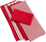 DII Kitchen Essentials Kitchen Towel, Tango Red, Set of 5