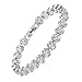 JingChow Women's White Gold-Plated Inlay Austrian Crystal Elements Cubic Zirconia Tennis Bracelet, 7