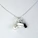 Friends Word Pendant with Pearl and Garnet on 18 Sterling Silver Chain