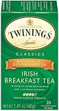 Twinings Irish Breakfast Decaf Tea, Tea Bags, 20-Count Boxes (Pack of 6)