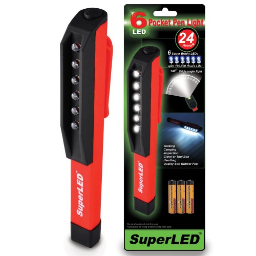 : SuperLEDTM 6-LED MINI INSPECTION LAMP PEN LIGHT POCKET TORCH WITH FREE ALKALINE BATTERIES