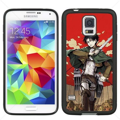 Shingeki no Kyojin Attack on Titan Manga Anime Comic Levi Samsung Galaxy S5 SV I9600 TPU Soft Black or White case (Black)