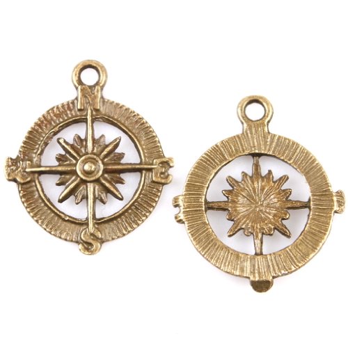 40pcs Compass Antique Bronze Alloy Handmade Charms Jewelry Findings