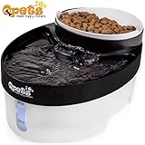 Pet Water Fountain & Food Bowl Feeder for Dog Cats w/ Filter and Removable Bowl Scoop