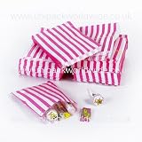 Pink Candy Stripe Paper Bags - 5 x 7 - (1 pack =100 bags)