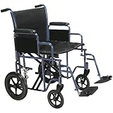 Drive Medical Bariatric Heavy Duty Transport Wheelchair with Swing-away Footrest, Blue, 22"