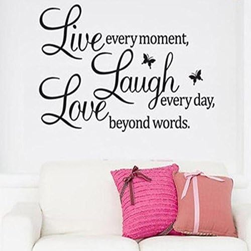 RRRLJL Live Laugh Love Removable Vinyl Wall Inspirational Quote Decal Sticker Art Mural for Living Room,Black