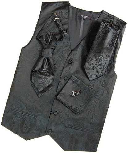 Paul Malone Wedding Vest Set Black Paisley