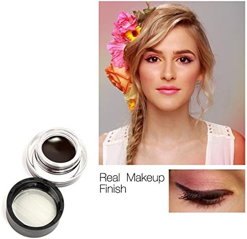 Best 2 in 1 Brown + Black Gel Eyeliner Make Up Water-proof and Smudge-proof Cosmetics Set Eye Liner Kit in Eye Makeup