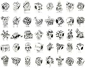 Bundle Monster 40 PC Antique Silver Plated Oxidized Metal Beads Charms Set Mix Lot - Compatible with Pandora Biagi Troll Chamilia Bracelets w/ "BM" Pouch