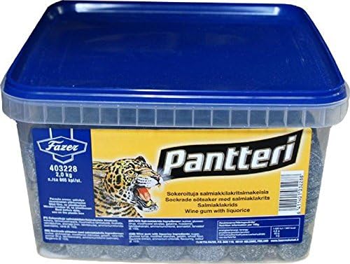 Fazer PANTTERI Original Finnish Salty Liquorice Licorice Salmiac Salmiak Salmiakki Wine Gum Candy Sweets Box 2 kg. BUY 2 GET 1 FREE