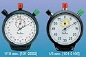1/5 sec. Three-Button Stopwatch, Dial Display : 1/5 second, Register : 60 minutes, Movement : 0 jewel-pin, Accuracy : 0.06%, Running Time : 10-12 hours, Case Size : 55 mm &Oslash;, Weight : 90 grams