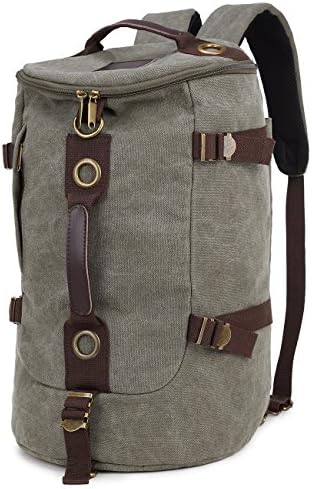 Thousand Changes Multifunction Canvas Backpack Travel Duffel Bag L001 (Green, M)