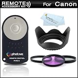 Photive RC-6 Wireless Shutter Release Remote Control For Canon Digital Rebel T3i, T2i, T1i, XT, Xti, 5D, 7D DSLR (Canon RC-5 & RC-6 Replacement) + 58mm Multi-Coated 3 Piece Filter Kit (UV-CPL-FLD) + 58mm Lens Hood + MicroFiber Cleaning Cloth