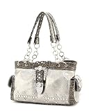 Silver Western Croco Rhinestone Buckle Purse