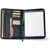 Gemline Deluxe Executive Vintage Black Leather Zippered Padfolio