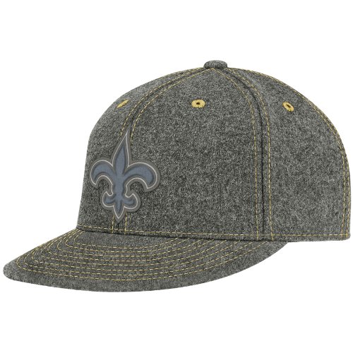 NFL Men's New Orleans Saints End Zone Flat Visor Flex Hat - Tw83Z (Dark Grey, Large/X-Large)