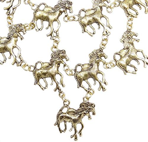 Fancy Vintage Style Boho Lots Running Horse Dangle Necklace Earrings Set Golden Tone Tone