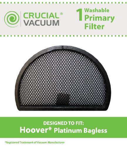 1 Hoover Primary Washable & Reusable Filter, Fits Platinum Bagless Upright Models UH70015 & UH70010, Part # 43615096, Designed & Engineered by Crucial Vacuum