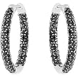 Sterling Silver Black Spinel Hoop Earrings