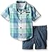 Calvin Klein Baby-Boys Yarn Dyed Plaid Woven Shirt and Blue Twill Shorts