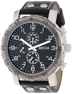 Breda Men's 1635-F Steve Oversized Industrial Stud Leather Watch