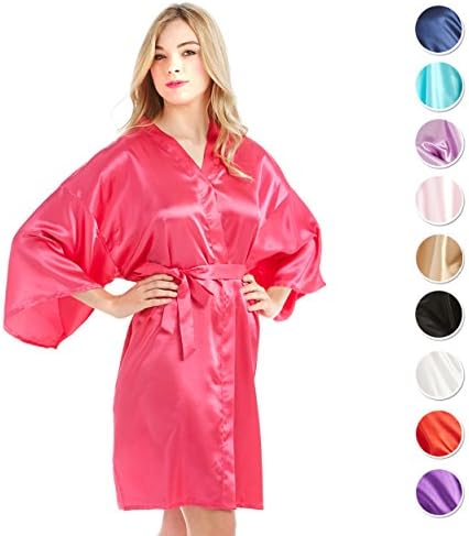 MEVNI Women's Kimono Robe, Short, Boysenberry, Medium