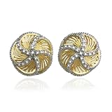 Yellow Gold Overlay Sterling Silver Swirl Earrings