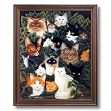 Cat Collage Kitty And Kitten Kids Room Home Decor Wall Picture Cherry Framed Art Print