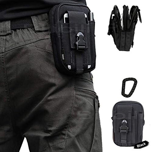 Artcraft(TM) Black Molle Camo Bag Military 1000D Nylon Utility Tough Heavy Duty Tactical Compatible Waist Pack Universal Waist Bags Casual Climbing Hiking Outdoor Rock Gear Holster Pouch Cycling Carrying Big Pouch Belt Waist Bag / Pocket for Huawei ALL FIT Case Cover Skin