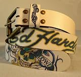 Ed Hardy - NEW: Ed Hardy Mens Leather Belt, Love Kills Skull Graphics - White