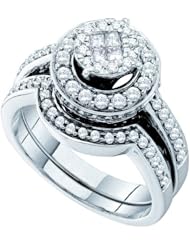 1.00CT ROUND PRINCESS DIAMOND INVISIBLE BRIDAL SET