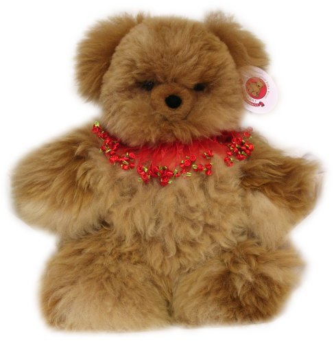 51%2B4iO5qK4L Alpaca Bear. Genuine Dark Colored Alpaca Teddy Bear With Red Roses Collar. 18 Inches high.
