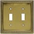 Brainerd 64771 Beaded Double Toggle Switch Wall Plate / Switch Plate / Cover, Tumbled Antique Brass