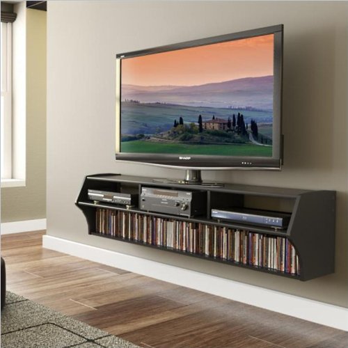 Floating TV Stand in Black Finish