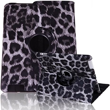 HDE iPad 2 iPad 3 iPad 4 Rotating Case 360 Degree Magnetic Cover Stand for 2nd 3rd 4th Generation iPad (Gray Cheetah Print)