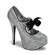 5 3/4 Inch Heel Sexy High Heel Shoes Rhinestone Mary Janes Concealed Platform Satin Ribbon Bow Pink Gold Red Silver