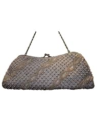 D8026 Silver Fully Handmade Beaded Evening Handbag Purse Wedding Bag by Melissa Design