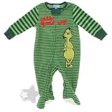 The Grinch Green Striped Footed Blanket Sleeper for Baby Boys