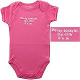 Baby-Says Bodysuit - Party tonight, my crib, 3 am, 3-6 months