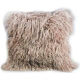 Mongolian Sheepskin Wool Throw Pillow 16X16in<br><font color=#FF0000>*On Sale*</font><br>