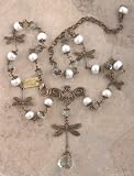 Art Deco Dragonfly Green Amethyst Necklace Earrings Set