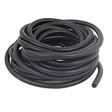 uxcell コルゲートチューブ ケーブルパイプ　ジャバラホース　ブラック　PVC　7M