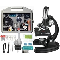 AMSCOPE-KIDS M30-ABS-KT51/M30-ABS-KT2 52-pcs 120x-1200x 6-Powers Metal Frame Kids Student Beginner Compound Microscope Kit
